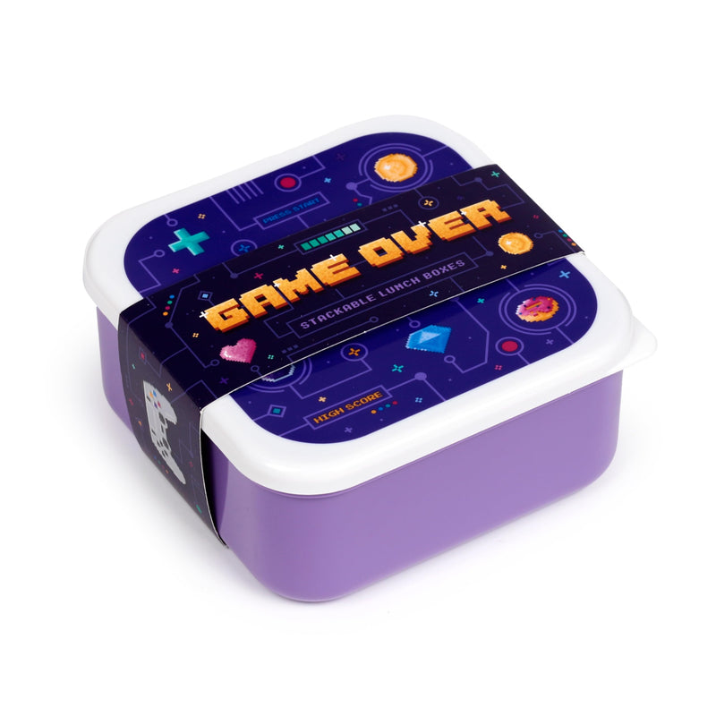 Puckator Set of 3 Stacking Food Containers M/L/XL – Game Over – Lunch Box