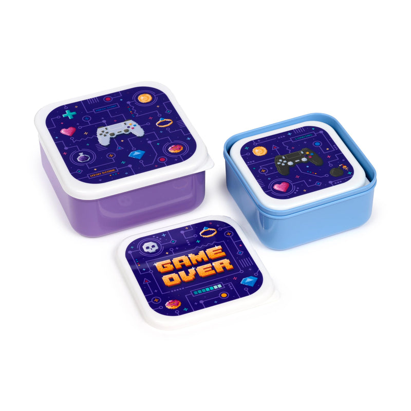 Puckator Set of 3 Stacking Food Containers M/L/XL – Game Over – Lunch Box