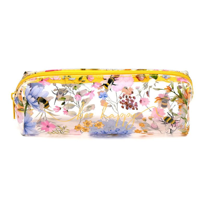 Puckator Nectar Meadows Clear Pencil Case - School Equipment Stuff - Pencil Cases - Large Capacity Preppy Pencil Case - Zipper Pouch - Office Essentials - Pencils Case Cute - Pencilcase - Pen Case