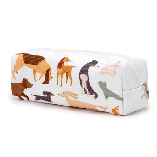 Puckator Barks Dog Canvas Pencil Case - School Equipment Stuff - Pencil Cases - Large Capacity Preppy Pencil Case - Zipper Pouch - Office Essentials - Pencils Case Cute - Pencilcase - Pen Case