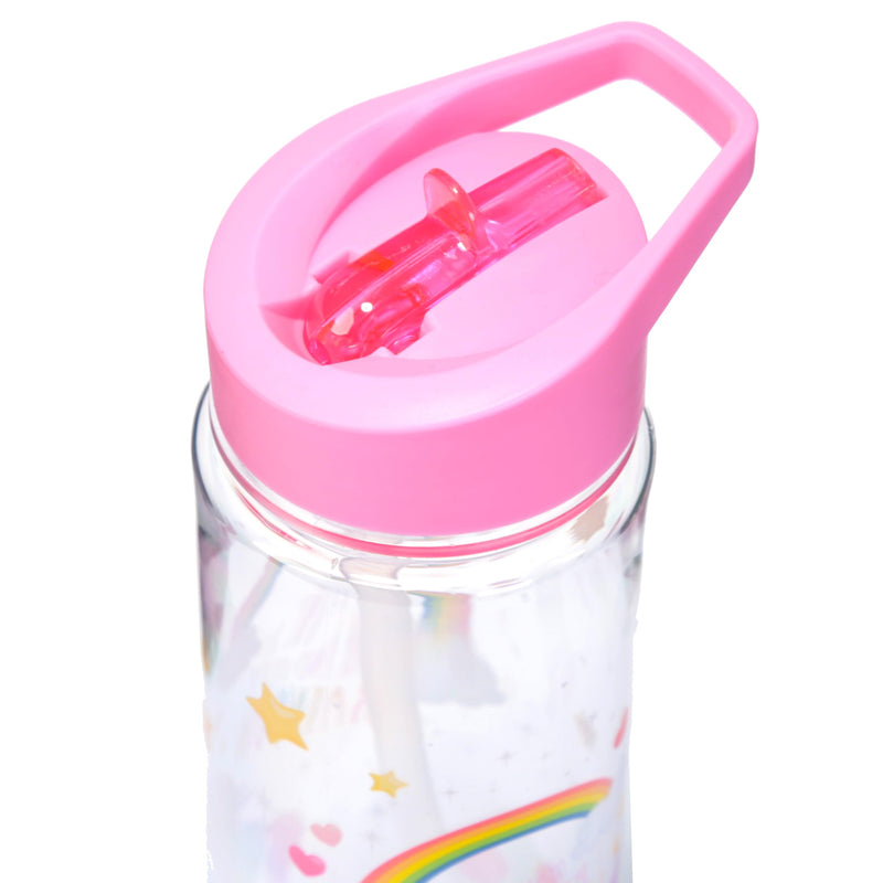 Puckator Enchanted Rainbows Unicorn - Kids Drinks Bottle With Flip Straw - Reusable Water Bottle For Girls And Boys With A Carry Handle - Bpa Free - For School Nursery - Cute Rainbow Design -Pp 550ml