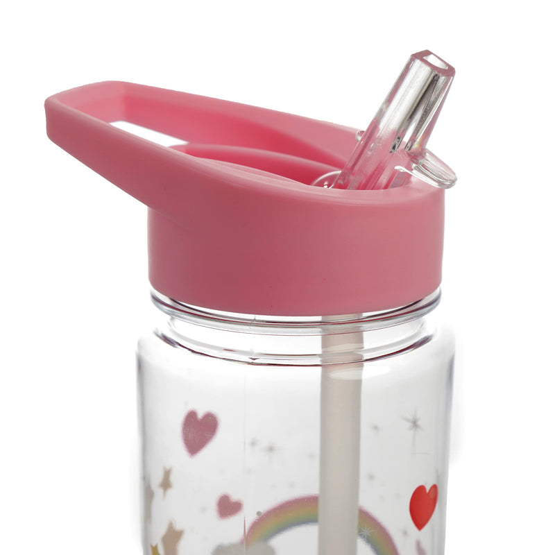 Puckator Enchanted Rainbows Unicorn - Kids Drinks Bottle With Flip Straw - Reusable Water Bottle For Girls And Boys With A Carry Handle - Bpa Free - For School Nursery - Cute Rainbow Design -Pp 550ml