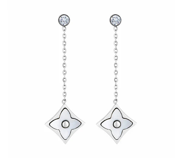 Diamond Style London - Clover Drop Earrings in Silver (Item code: Cloverdropearr)