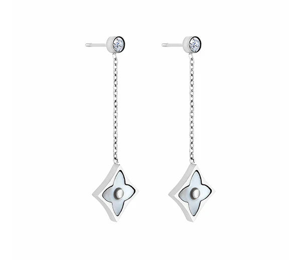 Diamond Style London - Clover Drop Earrings in Silver (Item code: Cloverdropearr)