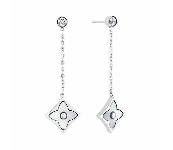 Diamond Style London - Clover Drop Earrings in Silver (Item code: Cloverdropearr)