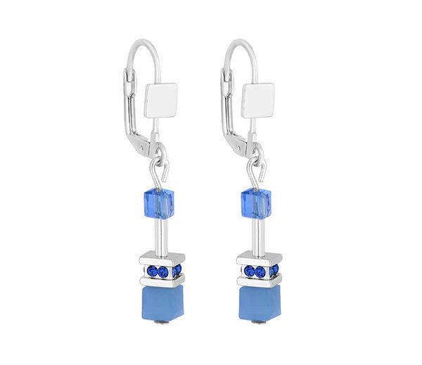 Diamond Style London - Cube Earrings in Blue (Item code: Cubeearrblue)