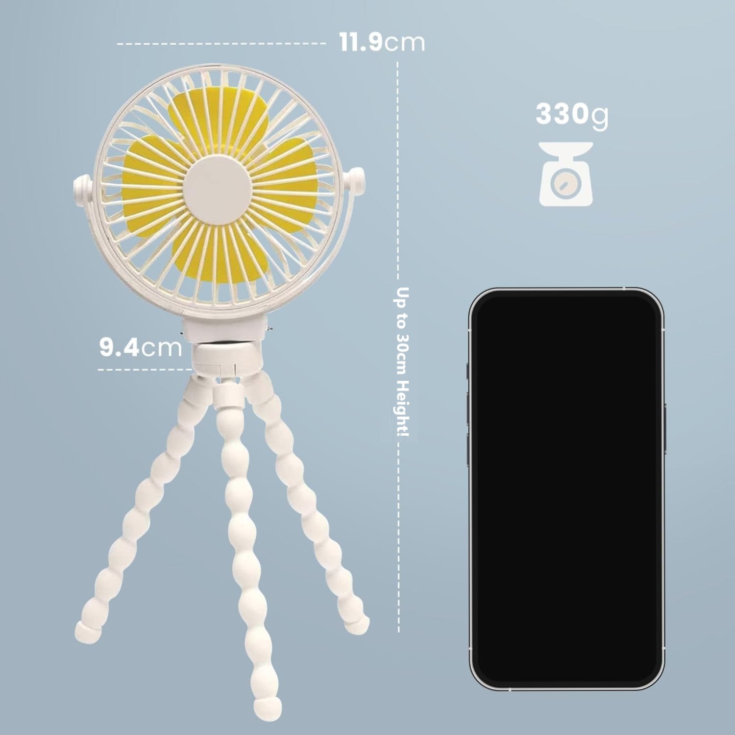 CUQOO Mini Portable Octopus Desk Fan – 4000mAh, White, 3 Speeds