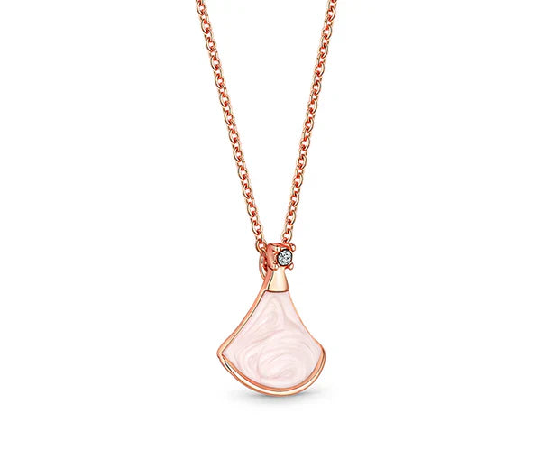 Diamond Style London - Fan pendant in rose gold plating necklace (Item code: Fanpenrose)