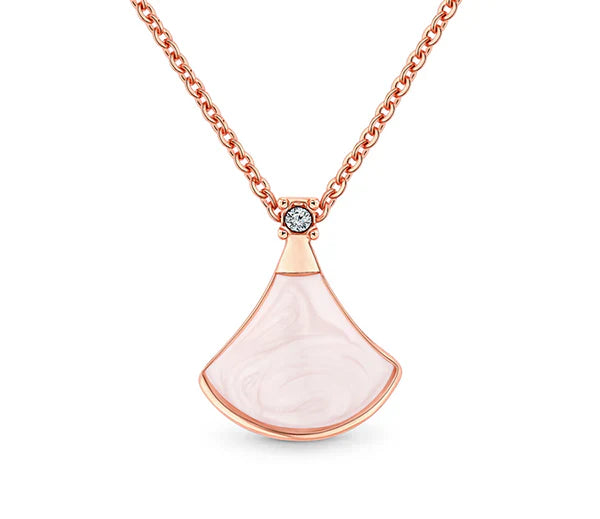 Diamond Style London - Fan pendant in rose gold plating necklace (Item code: Fanpenrose)
