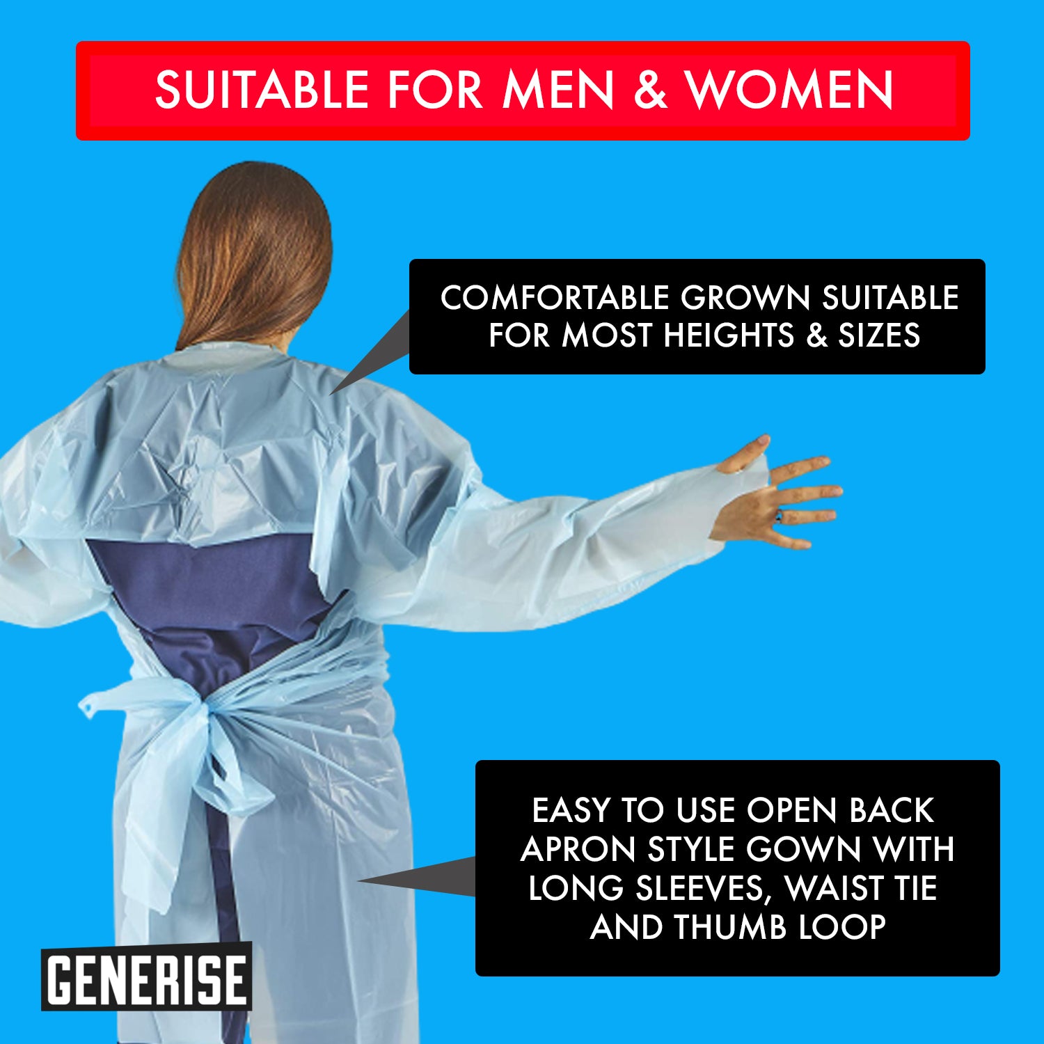 Generise Fluid Resistant Isolation Gown - Blue