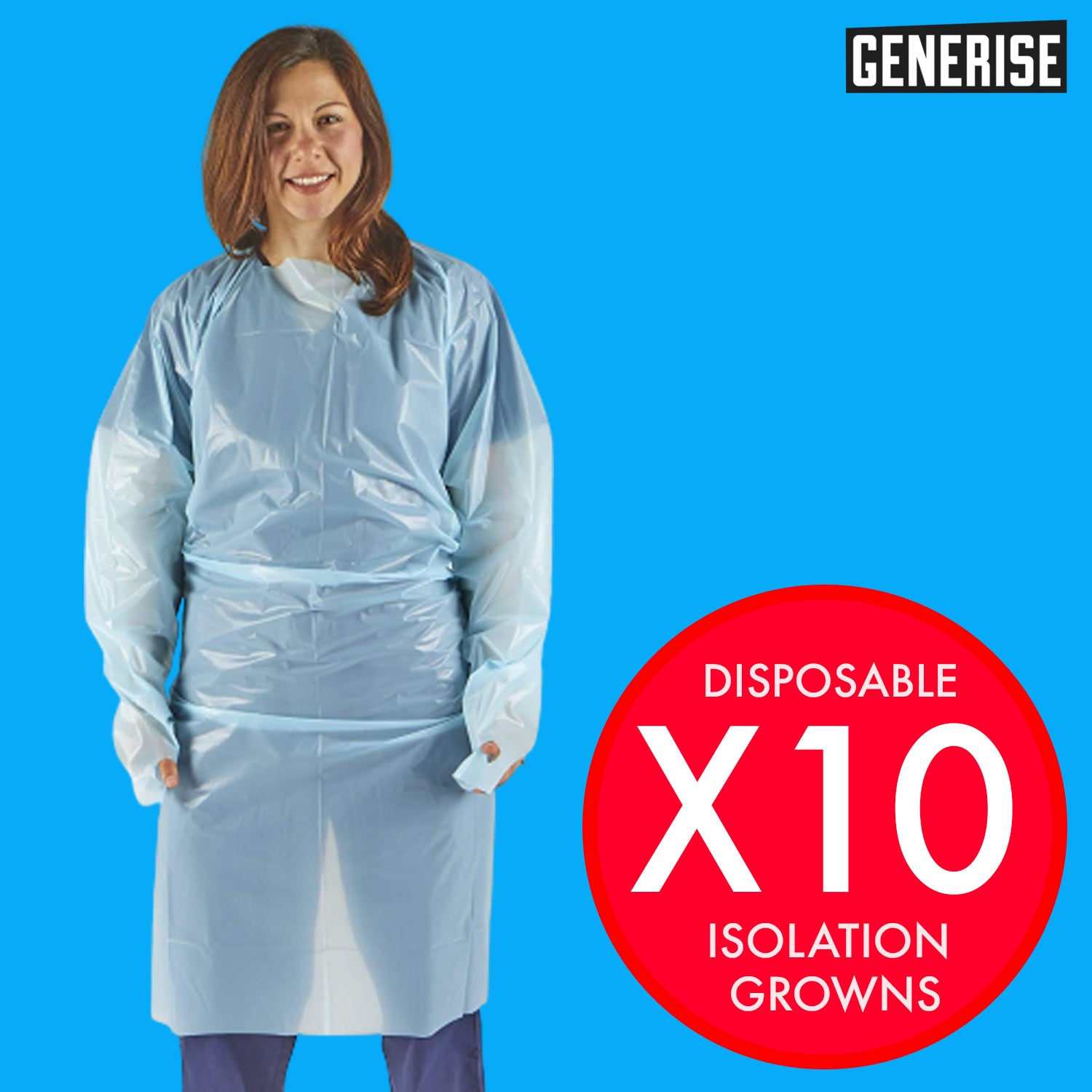 Generise Fluid Resistant Isolation Gown - Blue