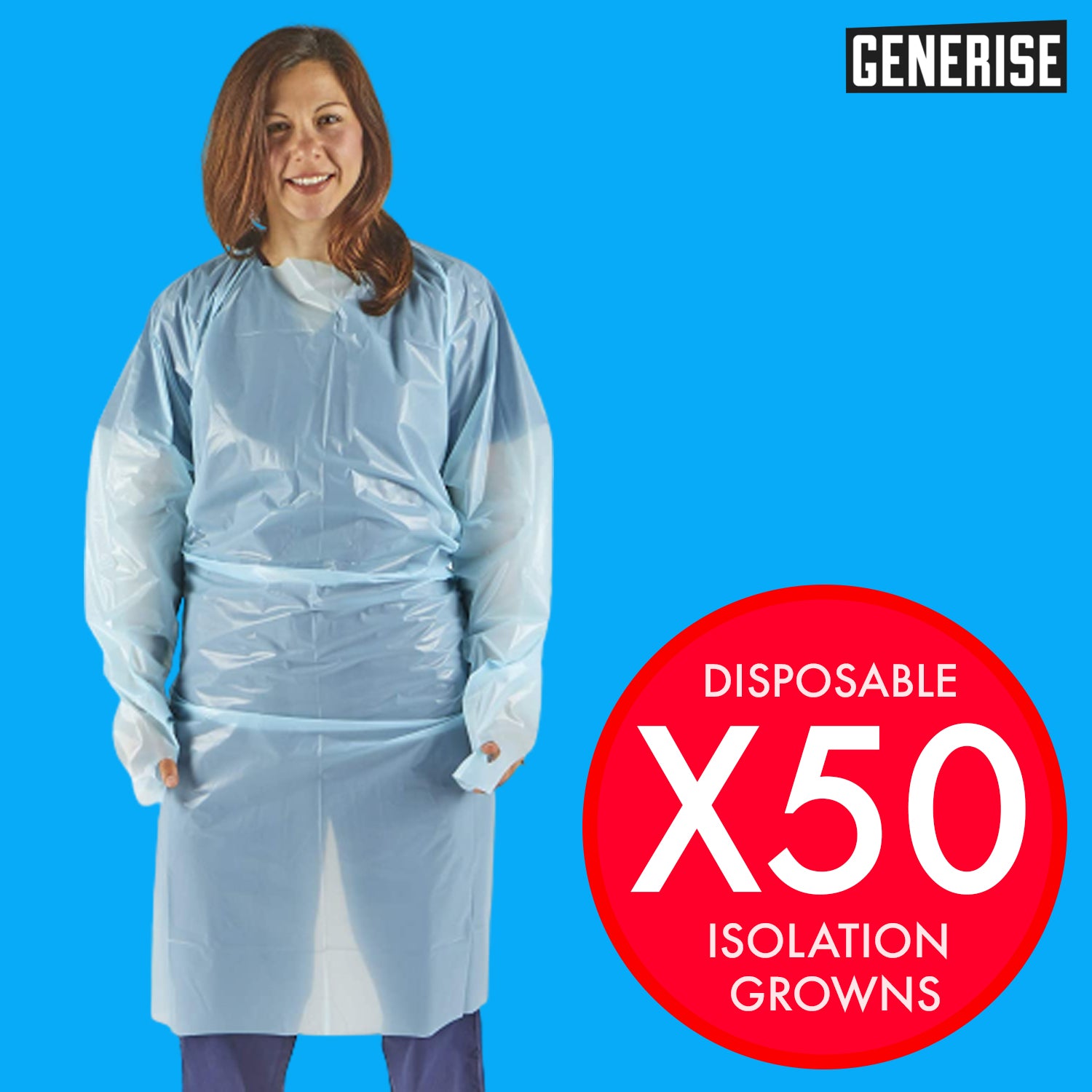 Generise Fluid Resistant Isolation Gown - Blue