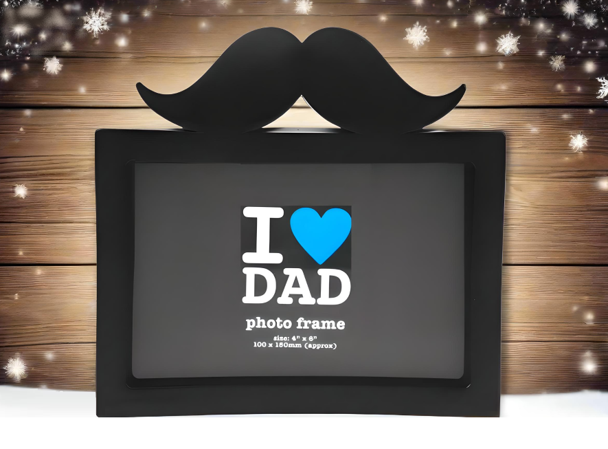 Moustache "I ♥ DAD" Photo Frame 4x6" – The Perfect Christmas Stocking Filler for Dad