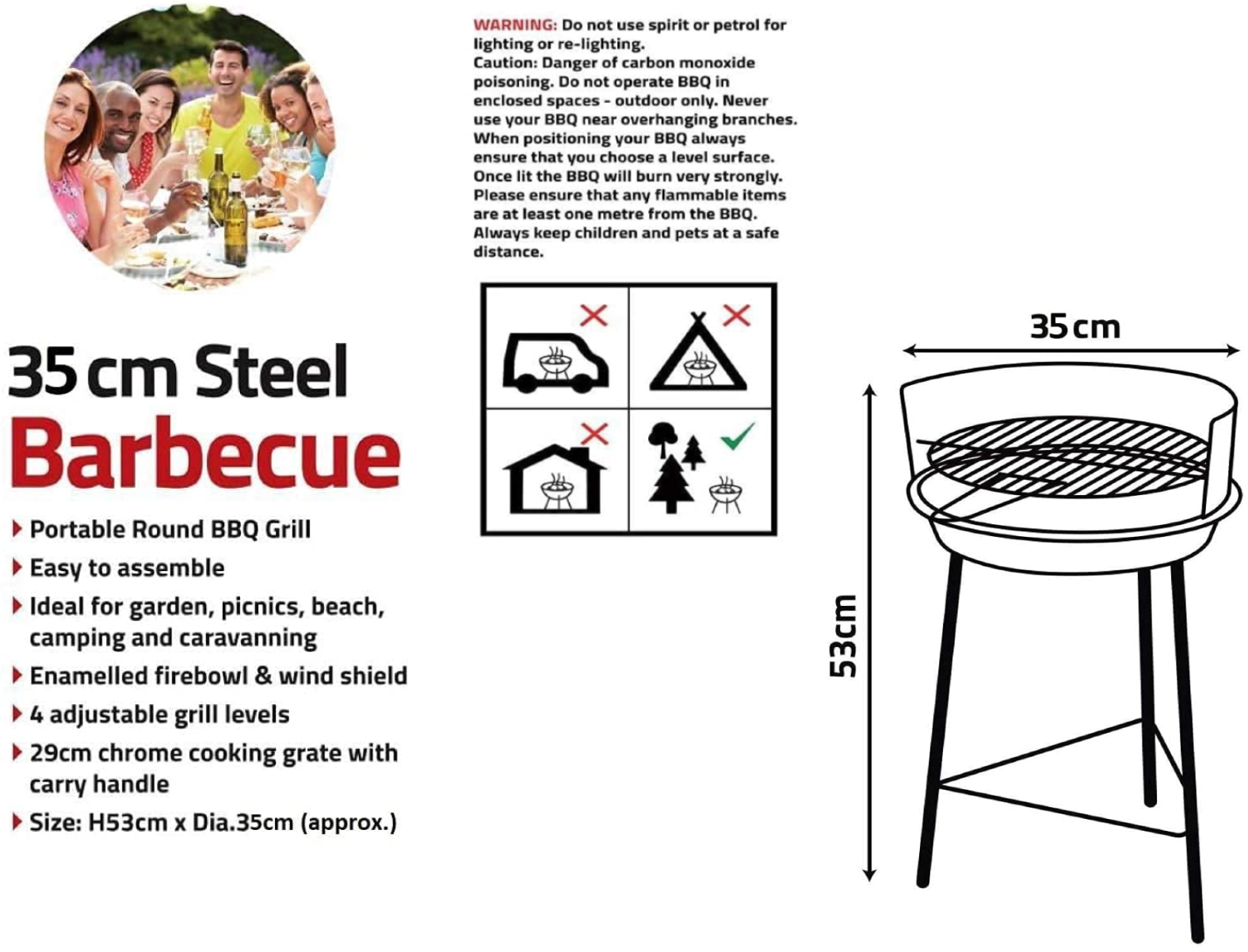 Generise Portable Round Chargrill BBQ Grill Set