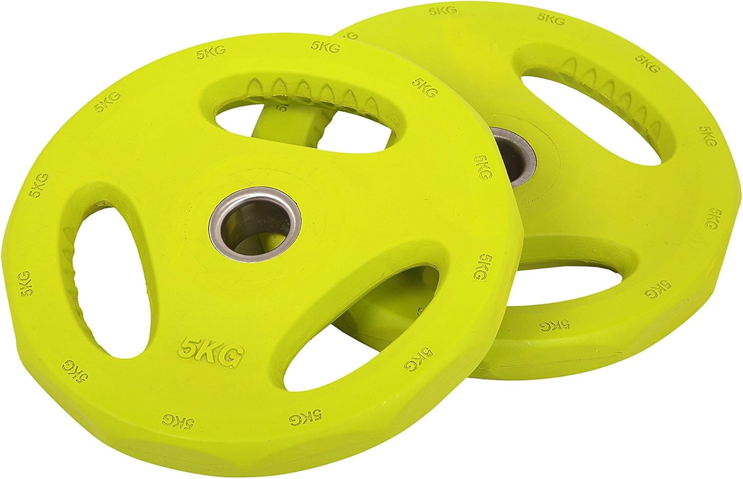 Generise Gym 5kg Lime Green Barbell Rubber Plates For 30mm Barbell - 5kg Pair