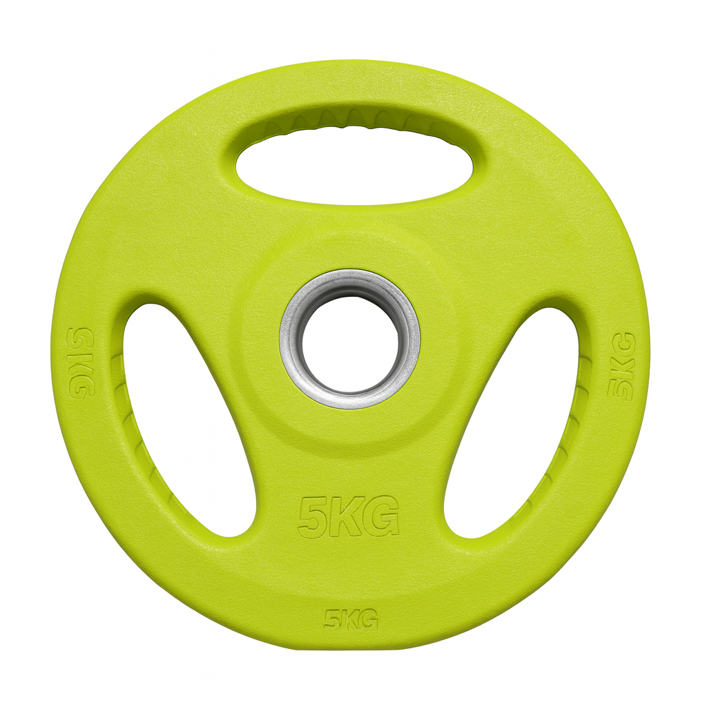 Generise Gym 5kg Lime Green Barbell Rubber Plates For 30mm Barbell - 5kg Pair