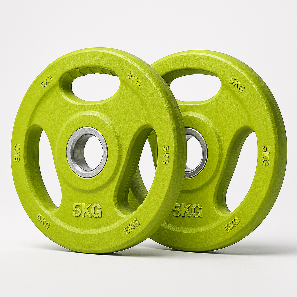 Generise Gym 5kg Lime Green Barbell Rubber Plates For 30mm Barbell - 5kg Pair