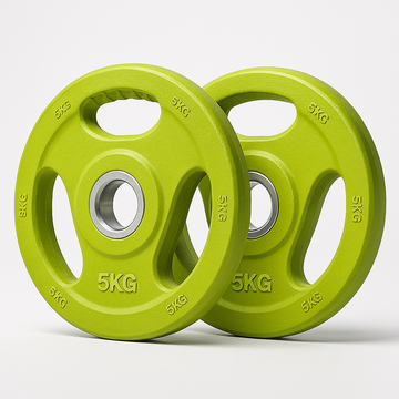 Generise Gym 5kg Lime Green Barbell Rubber Plates For 30mm Barbell - 5kg Pair