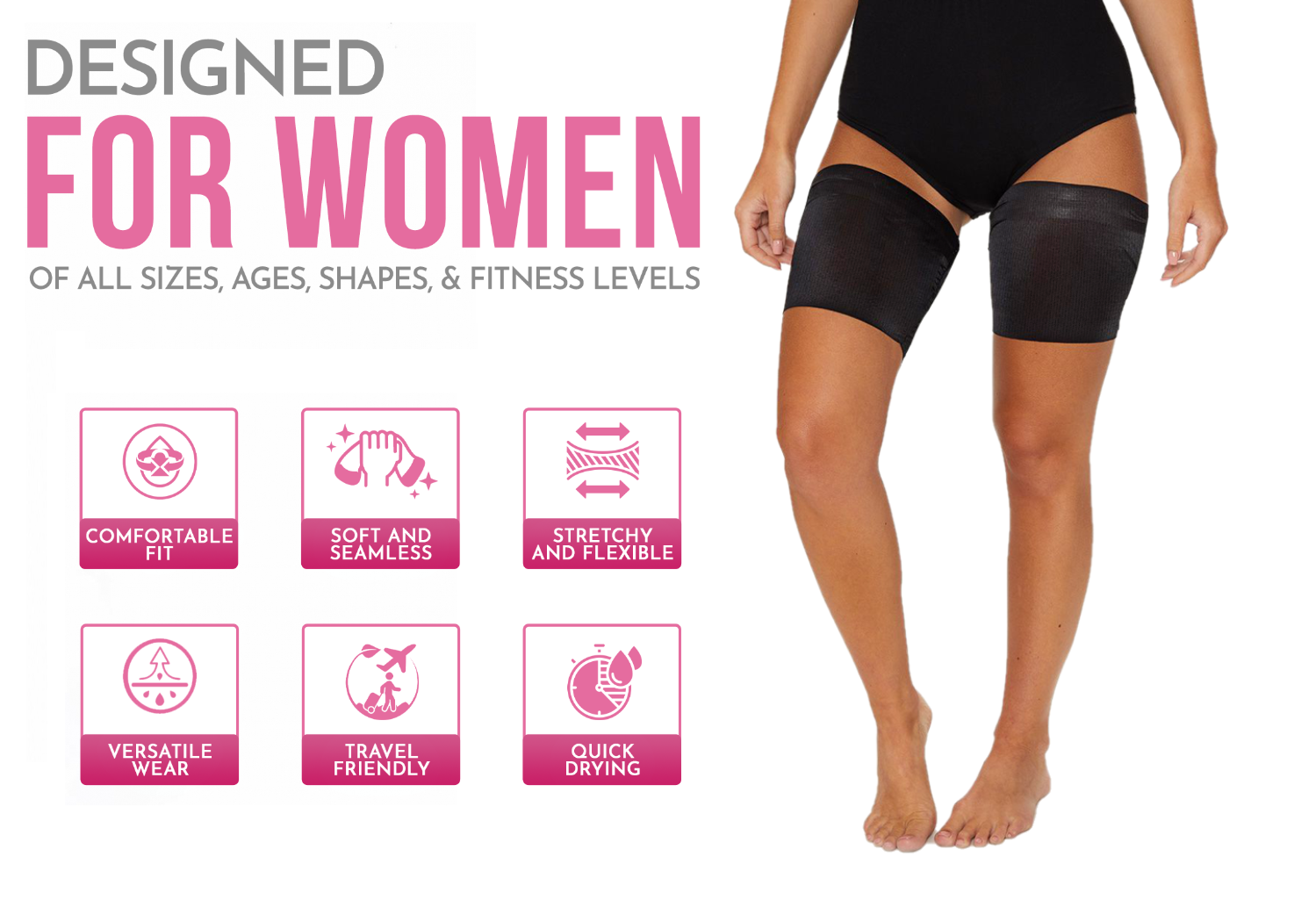 Glamza 'Chub Rub' Anti Chafing Thigh Bands - Pair
