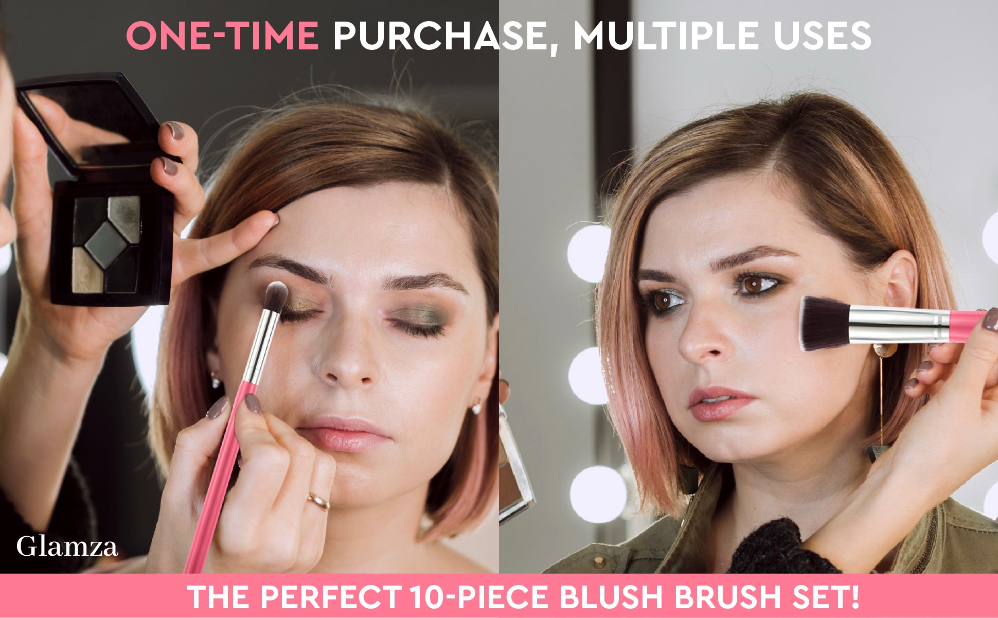 Glamza 10pc Pink Brush Set