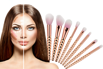 8pc Luxury Rose Gold Make Up Brushes