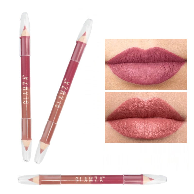 Glamza Two-Colour Dual-Sided Lip Pencil - Berry Kiss And Spiced Nude – Define & Enhance Your Lips