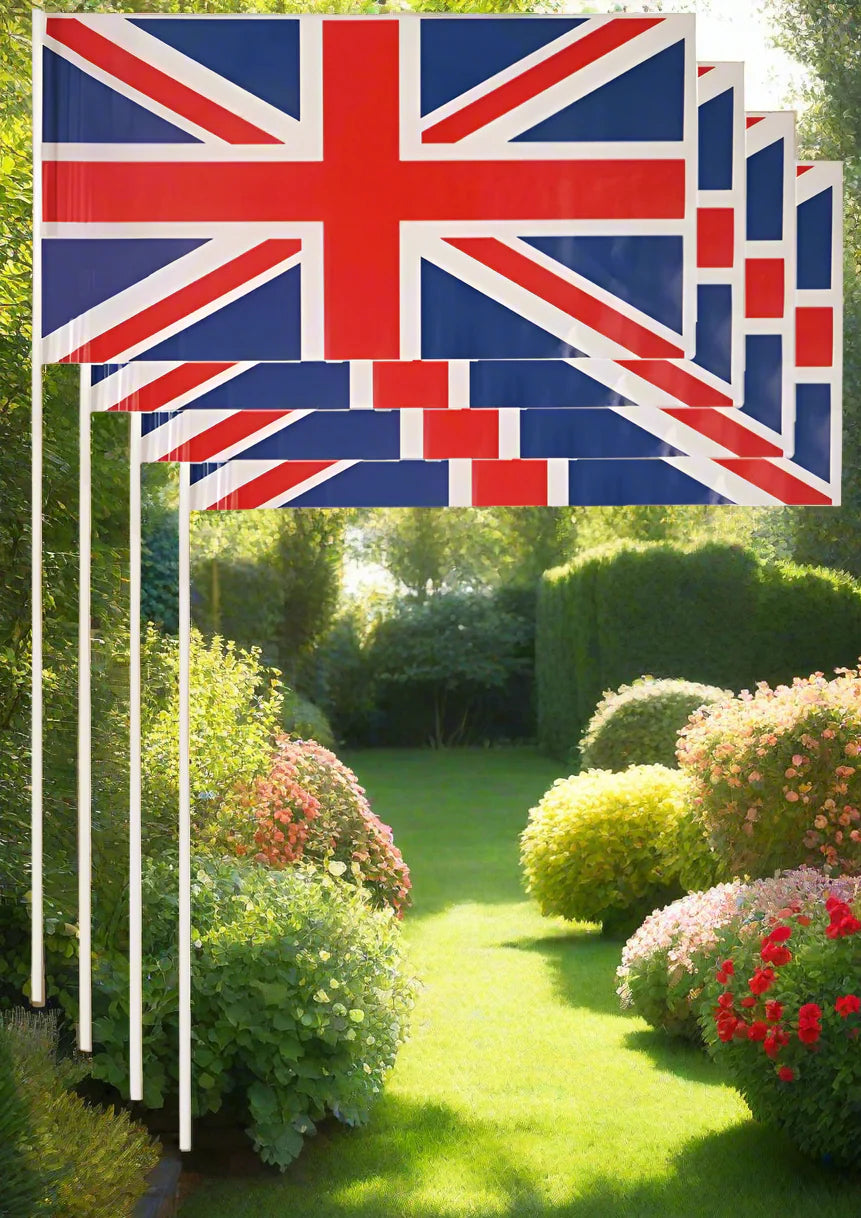 British Union Jack Flags 4 Pack - 12" x 8"