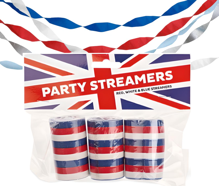 British Patriot BBQ Party Streamers – 3 Pack – Vibrant & Festive