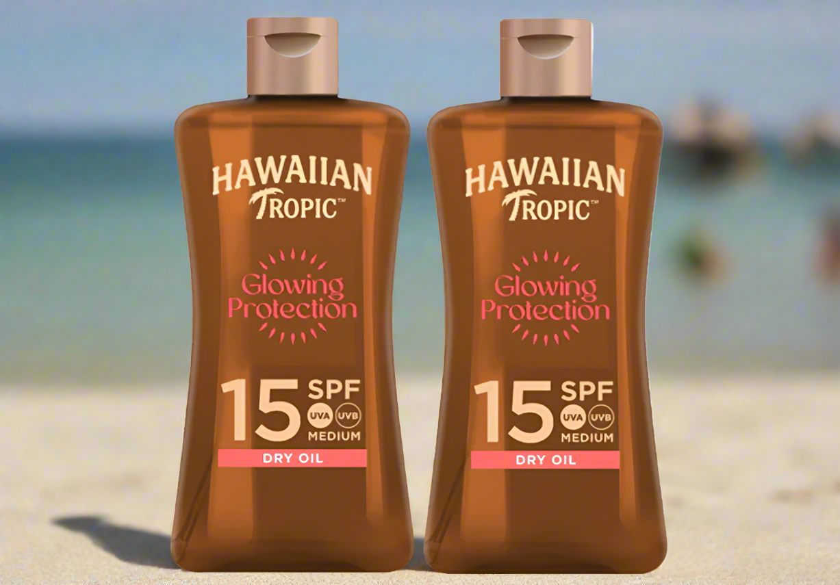 Hawaiian Tropic Glowing Protection SPF 15 Dry Oil 100ml – Water-Resistant, Coconut-Infused