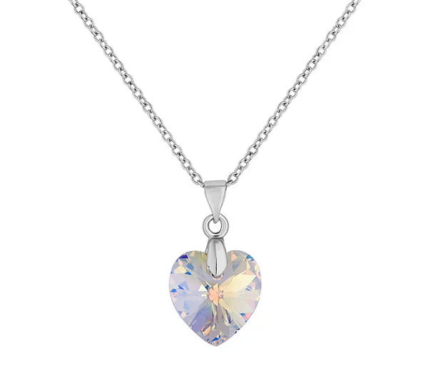 Diamond Style London - Large Heart Pendant, Clear Necklace (AB) (Item code: Hea0606)