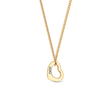 Diamond Style London - Heart Pendant crystals in yellow gold plating necklace (Item code: Heartpencrystalgold)