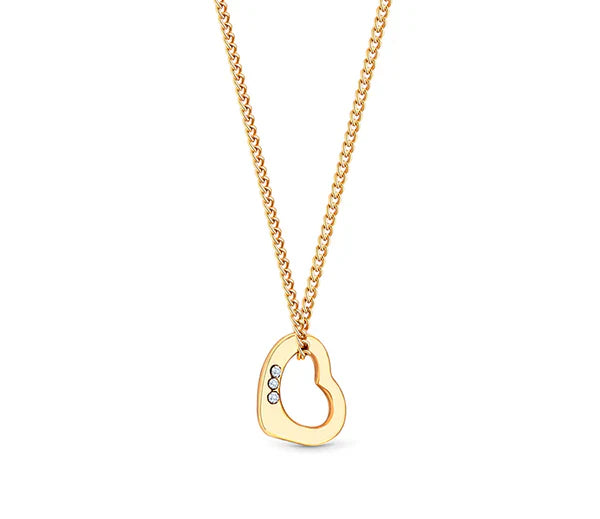 Diamond Style London - Heart Pendant crystals in yellow gold plating necklace (Item code: Heartpencrystalgold)