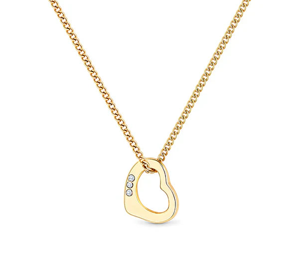 Diamond Style London - Heart Pendant crystals in yellow gold plating necklace (Item code: Heartpencrystalgold)