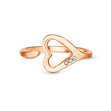 Diamond Style London - Heart Ring in Rose Gold plating size 6 (Item code: Heartringrose)