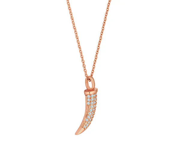 Diamond Style London - Horn Pendant in Rose Gold Plating Necklace (Item code: Hornpenrose)