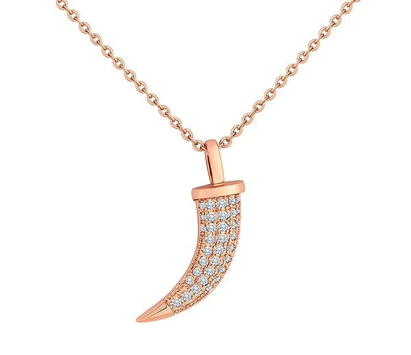 Diamond Style London - Horn Pendant in Rose Gold Plating Necklace (Item code: Hornpenrose)
