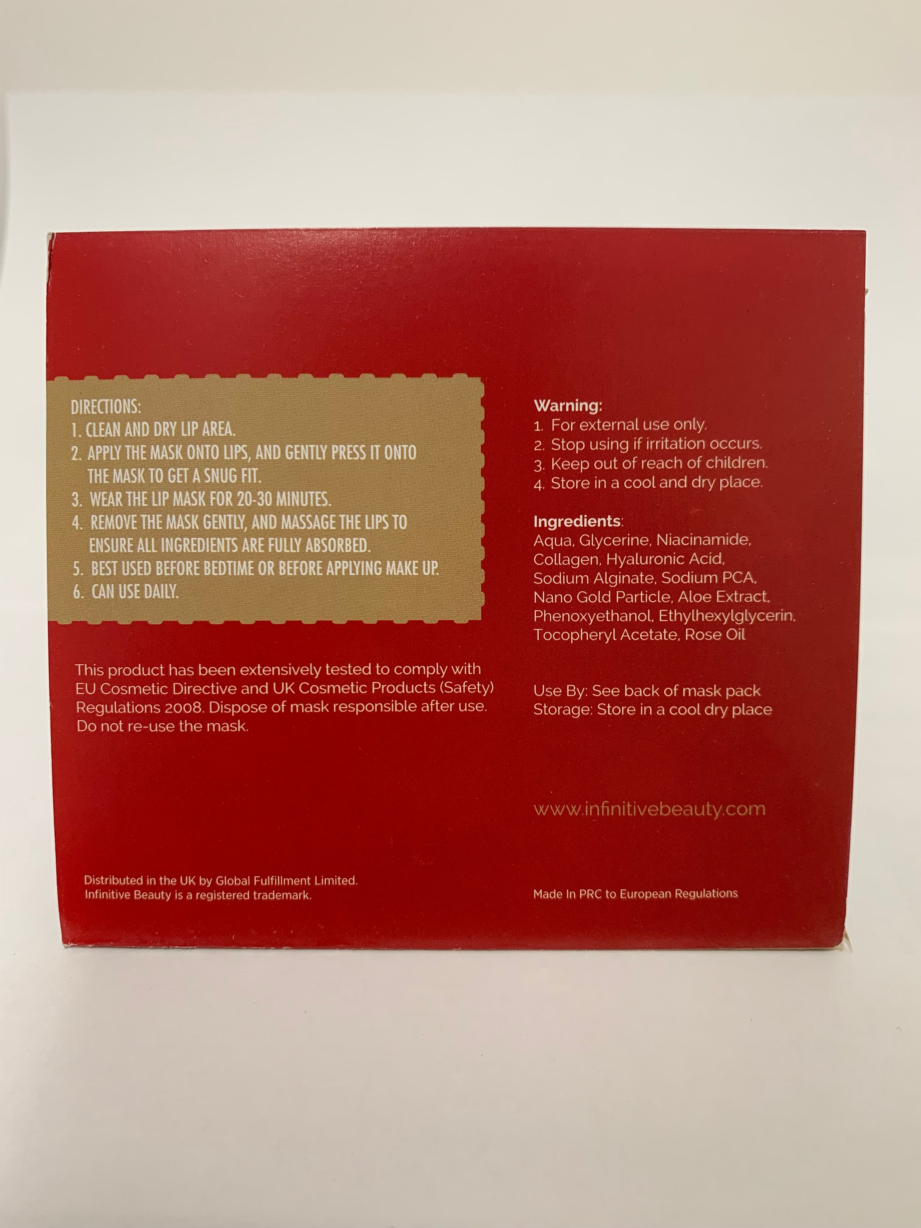 Infinitive Beauty Gold Collagen Lip Mask Packaging Sleeve