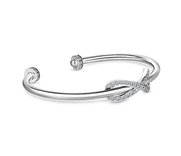 Diamond Style London - Infinity Cuff Bangle with Crystals in Rhodium Plat (Item code: Infinitycuffcrystal)