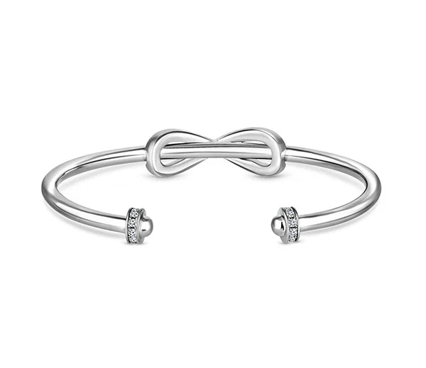 Diamond Style London - Infinity Cuff Bangle with Crystals in Rhodium Plat (Item code: Infinitycuffcrystal)