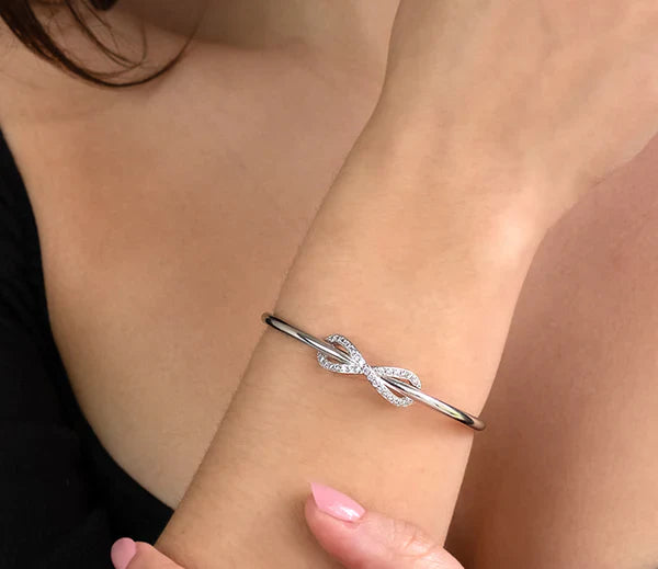 Diamond Style London - Infinity Cuff Bangle with Crystals in Rhodium Plat (Item code: Infinitycuffcrystal)