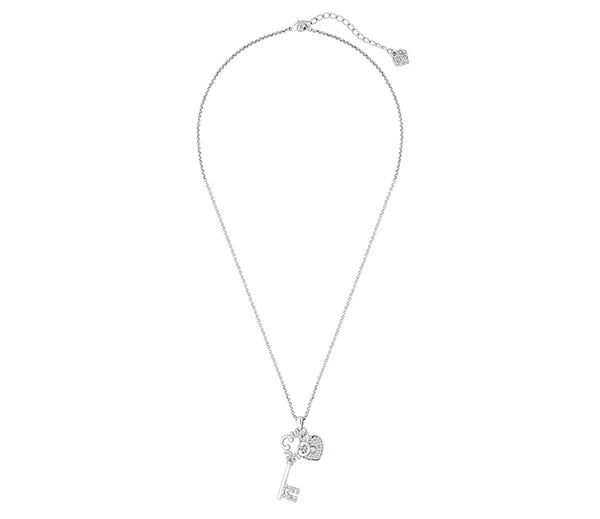Diamond Style London - Lock and Key Pendant in Rhodium Plating Necklace (Item code: Lockandkeypen)