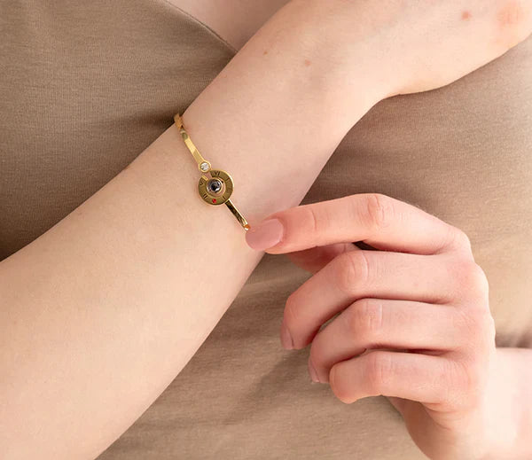 Diamond Style London - Love Language Bangle in Gold Plating (Item code: Lovelanguagebanglegold)