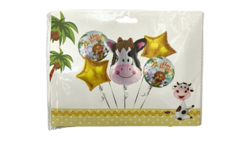 5 Piece Happy Birthday Cartoon Character Balloons – Large, Vibrant & Fun