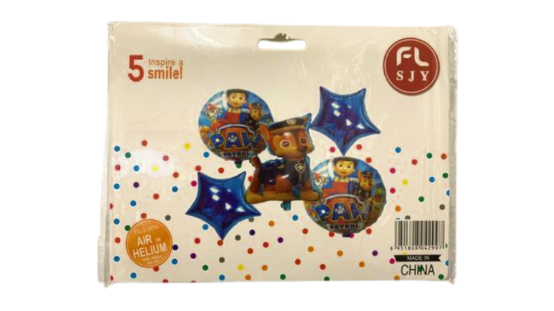 5 Piece Happy Birthday Cartoon Character Balloons – Large, Vibrant & Fun
