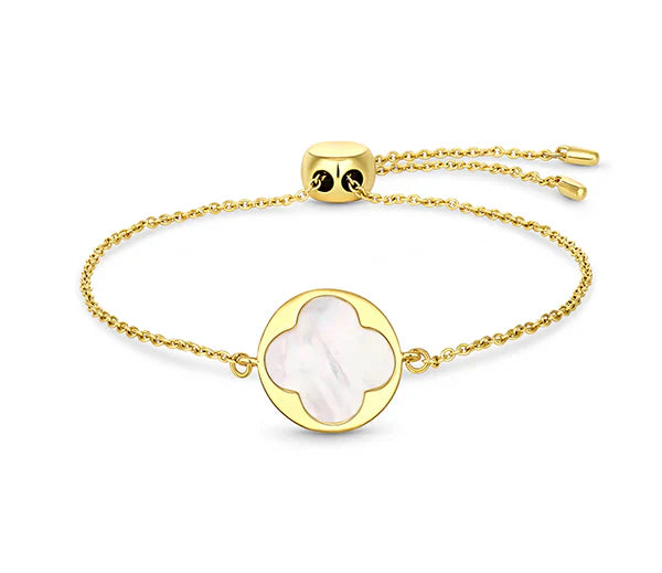 Diamond Style London - Pearl Clover Bracelet in Gold Plating