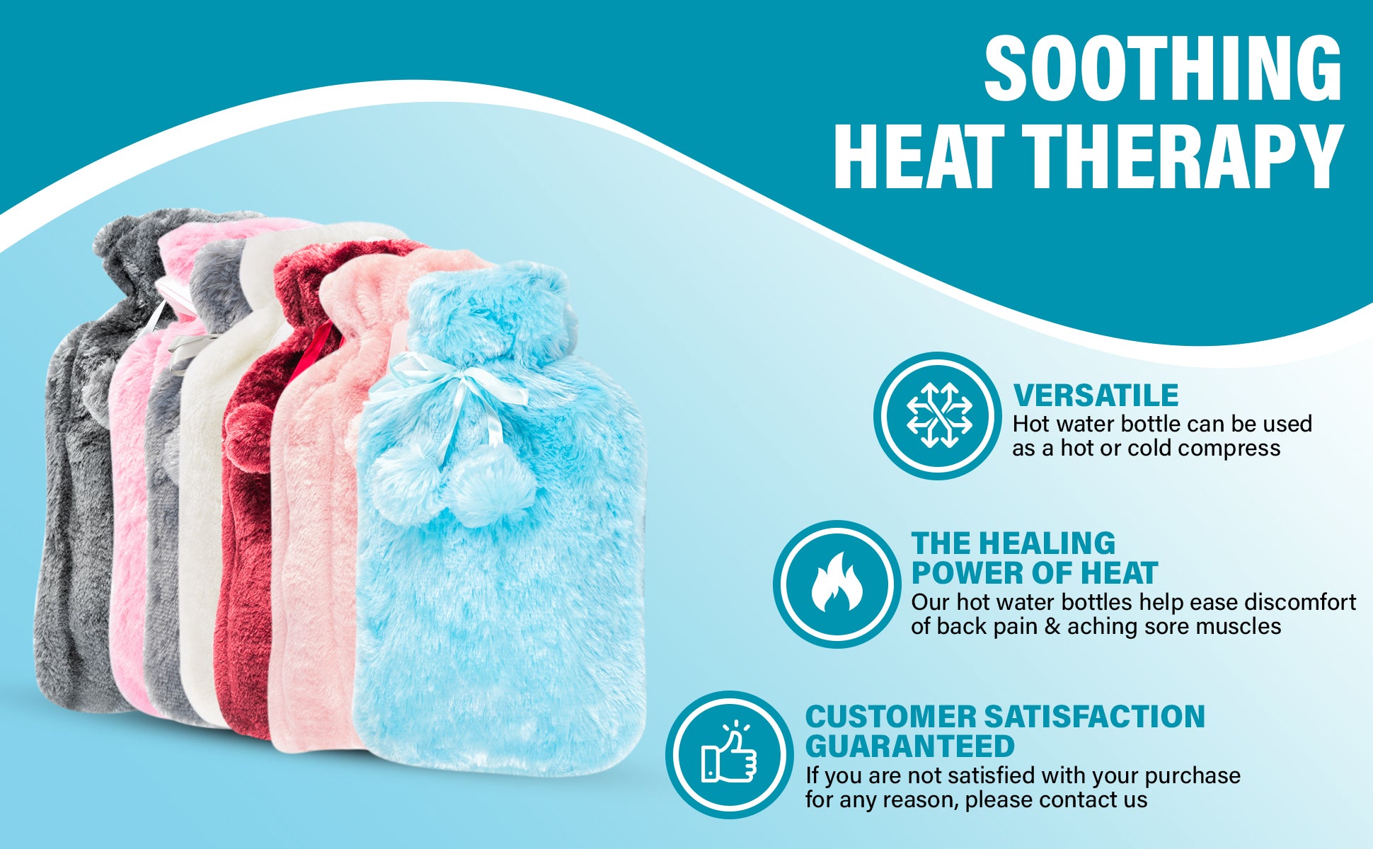 Generise 2L Hot Water Bottle with Plush Cover – Extra Warm & Safe