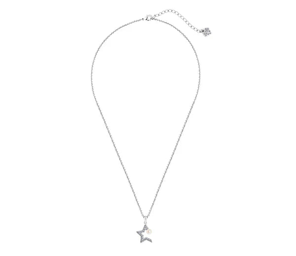 Diamond Style London - Star Pearl Pendant in Rhodium Plating Necklace (Item code: Starpearlpen)