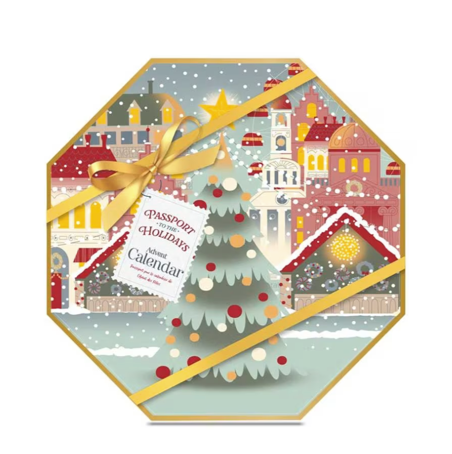 Yankee Candle Advent Calendar Christmas Wreath - 24 Tea Lights, 1 Tea Light Holder, Passport to the Holidays