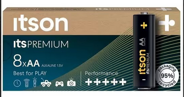 Itson - Power Alkaline AA Battery 8 Pack