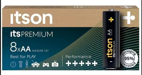 Itson - Power Alkaline AA Battery 8 Pack